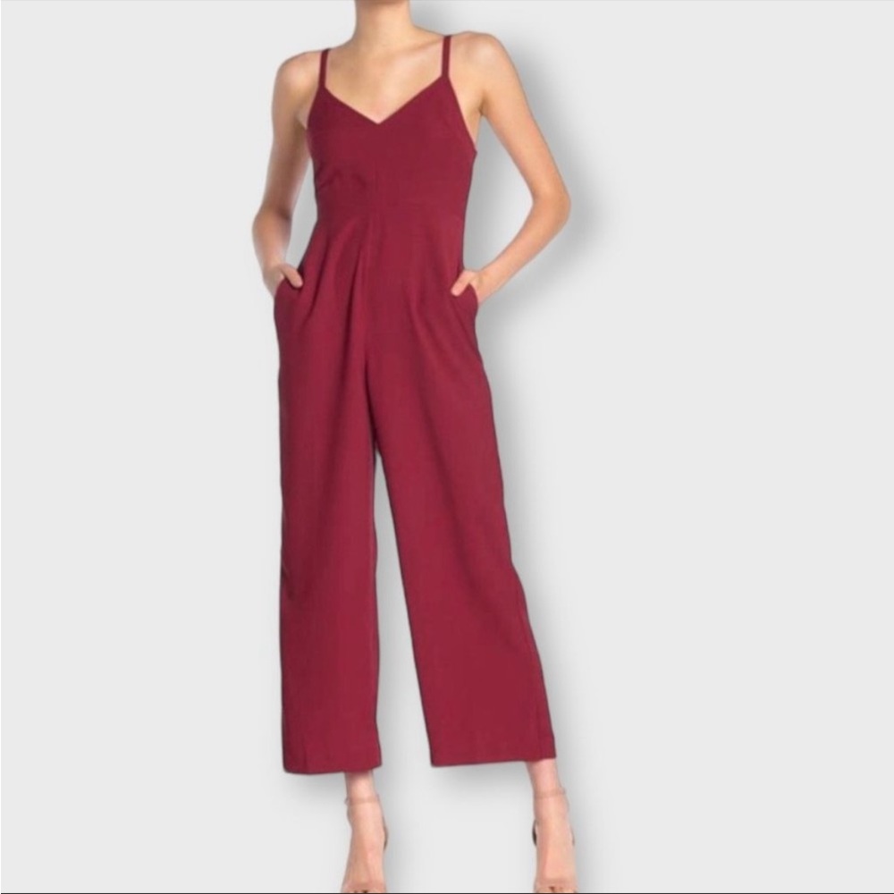 Madewell deep red v neck jumpsuit